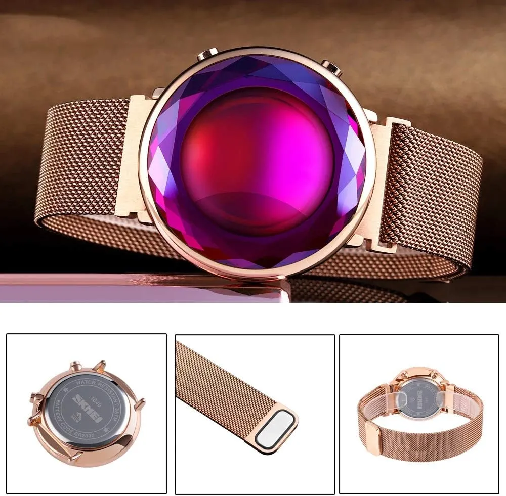Fashion Romantic Wristwatch MASTOPWomen Wrist Watch Creative Digital Crystal Case Mesh exempt Stainless Steel Quartz Classic 