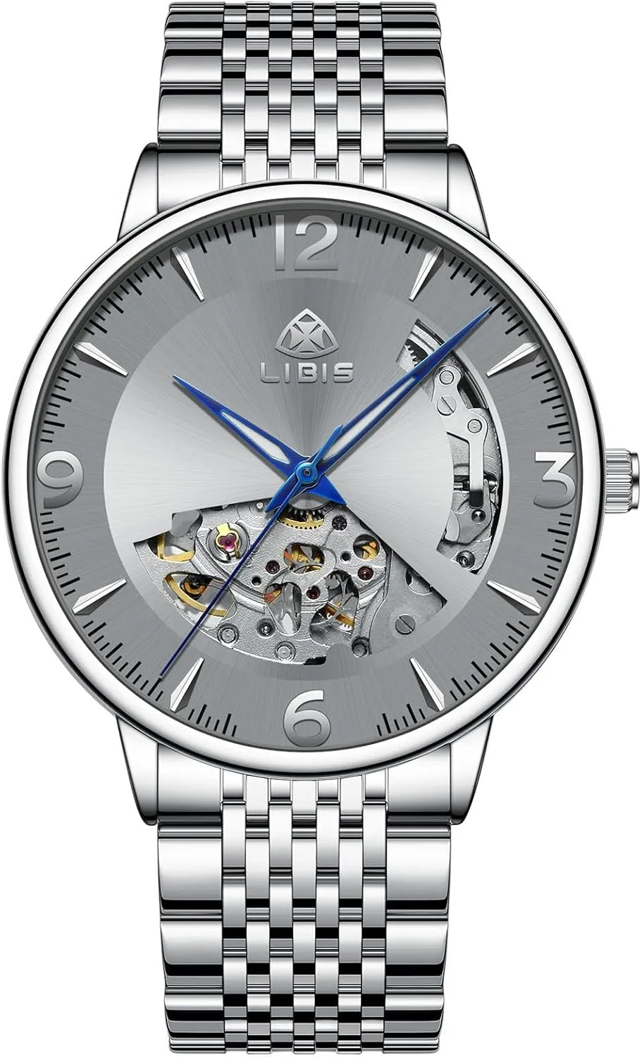 Fashion Watches Gift Stainless Steel Strap Round Ultra-Thin Dial Wristwatch Luminous Pointers cabin impressive nitrogen subway Hollow Skeleton Watch Mechanical 