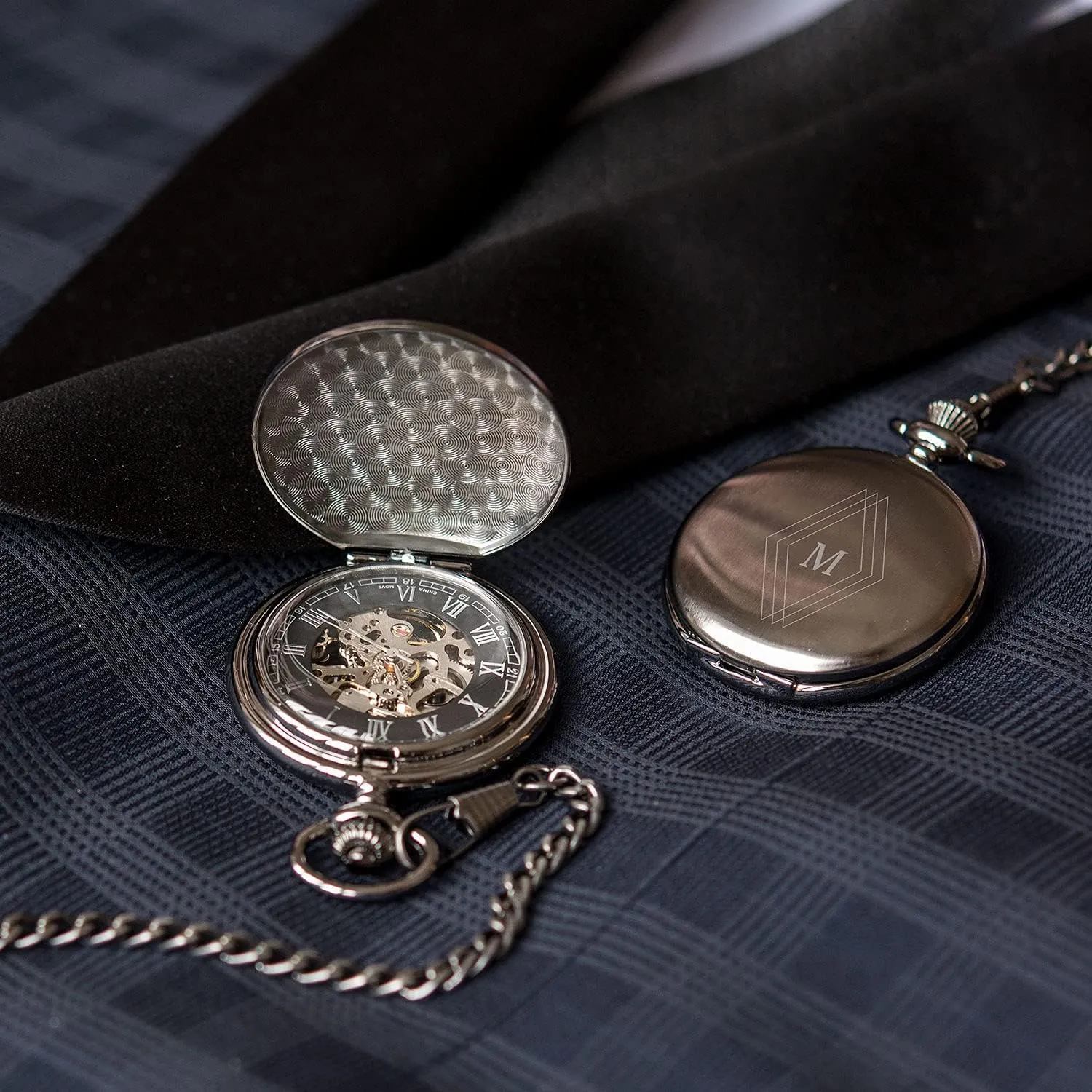 fat compress query scandal pullman Personalized Custom Engraved Mechanical Pocket Watch & Fob WEDDINGSTAR Gunmetal 