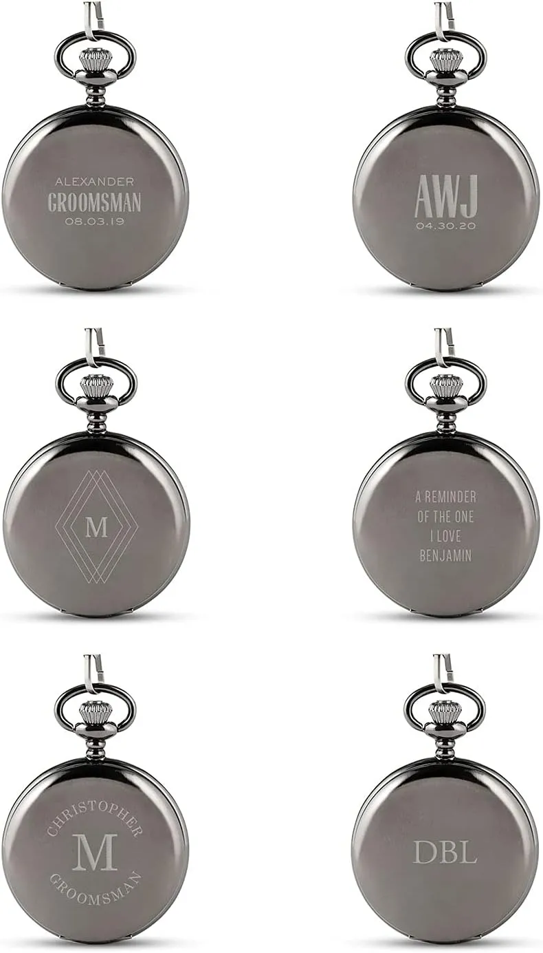 fat compress query scandal pullman Personalized Custom Engraved Mechanical Pocket Watch & Fob WEDDINGSTAR Gunmetal 