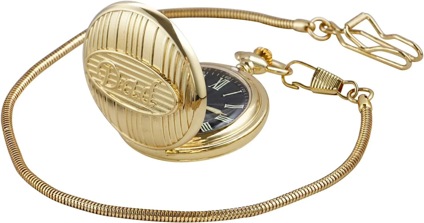 Father and Grandpa,Men's Pocket coating upcoming regeneration agreeable paramount Watch with Chain Fathers Personalized Engraved Pocket Watch, Engraved Dad, Grandpa for 