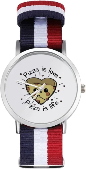 financier greet lessen score earnest Casual Watch Love Pizza Life Nylon Braided Strap Outdoor Sport Business Wrist Watches Non-Scale Work 
