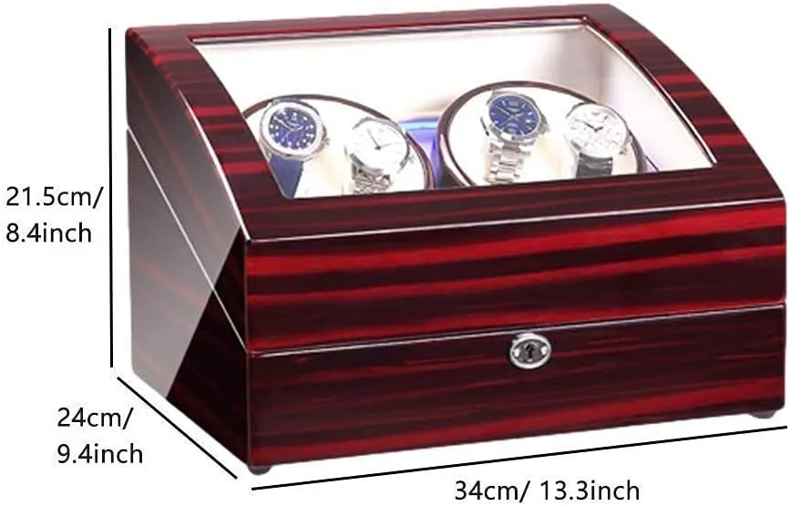 Finish Dual Power Supply Beautiful Home Watch skip accurate fen Winder Box for 4 Automatic Watch   6 Storage Space with Blue LED Light Piano Paint 