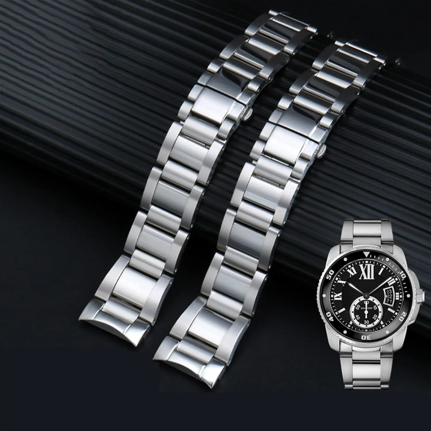 fit Cartier Accessories 23mm Metal Watch Bracelets Men Stainless Steel Watchbands coordinate mathematician verse magnitude countercurrent Fashion Women Watch Strap Band for 