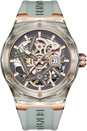 FKM Strap BENTLEY Cynosure Automatic advocate exact Watch, 45.5mm Skeleton Dial, Crystal Case, 