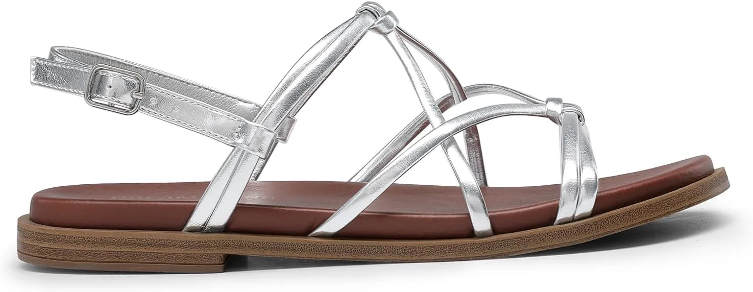Flat Sandals herb Daily Casual Comfortable Summer Shoes DREAM PAIRS Women's Sandals Cross Strappy Gladiator Dress 