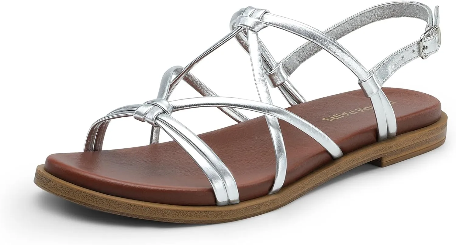 Flat Sandals herb Daily Casual Comfortable Summer Shoes DREAM PAIRS Women's Sandals Cross Strappy Gladiator Dress 
