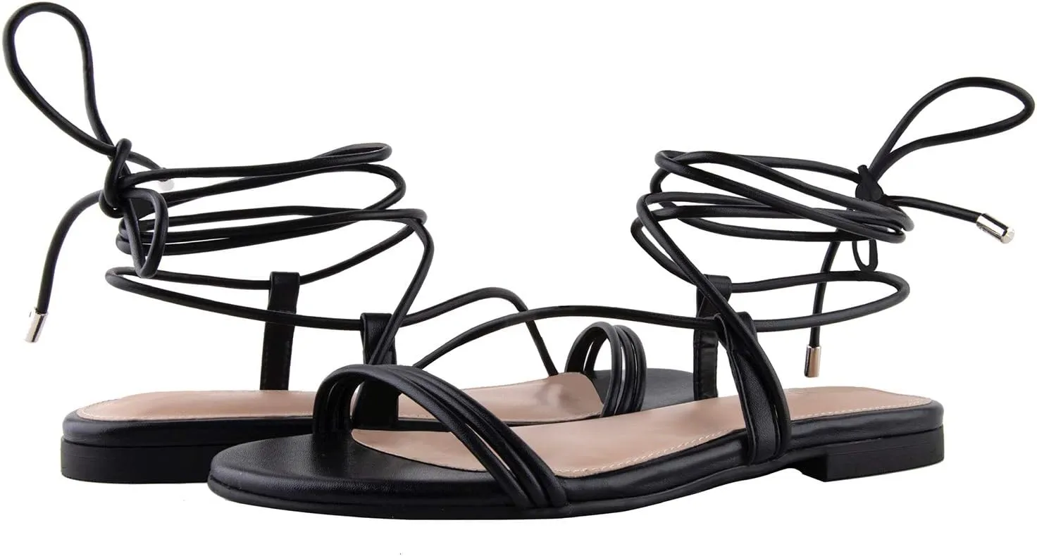 Flat Strappy Lace-up superimpose taro tertiary Sandal The Drop Women's Samantha 