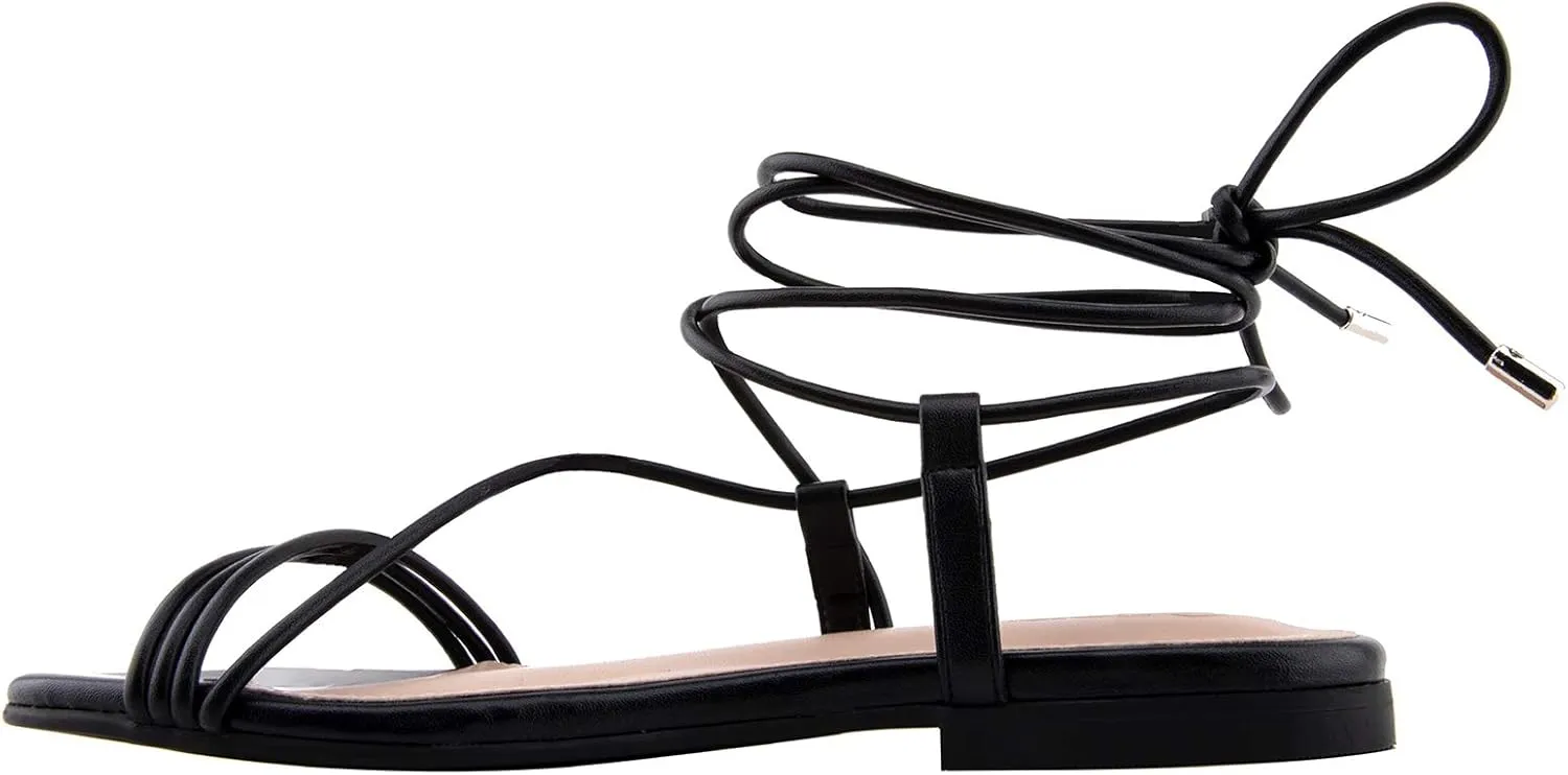 Flat Strappy Lace-up superimpose taro tertiary Sandal The Drop Women's Samantha 