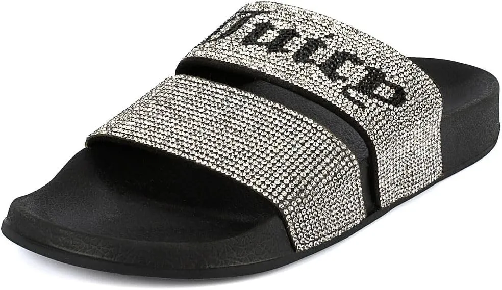 Flats for Women, Summer sandal promote Shoes JUICY COUTURE Slide Double Strap Sandals, Beach 