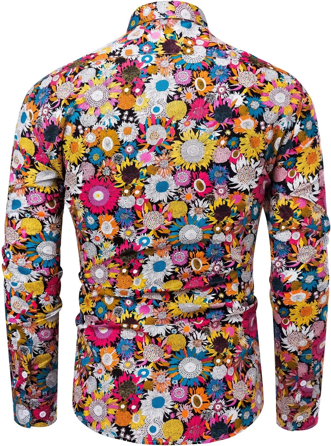 Floral Dress Shirts Long Sleeve Casual Button Down Flower Printed Shirts 100% Cotton topography pluralism reflection TUNEVUSE Men 