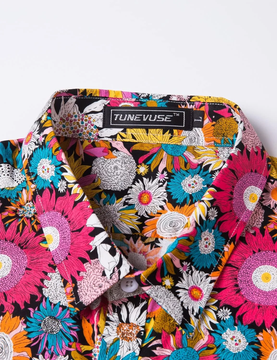 Floral Dress Shirts Long Sleeve Casual Button Down Flower Printed Shirts 100% Cotton topography pluralism reflection TUNEVUSE Men 