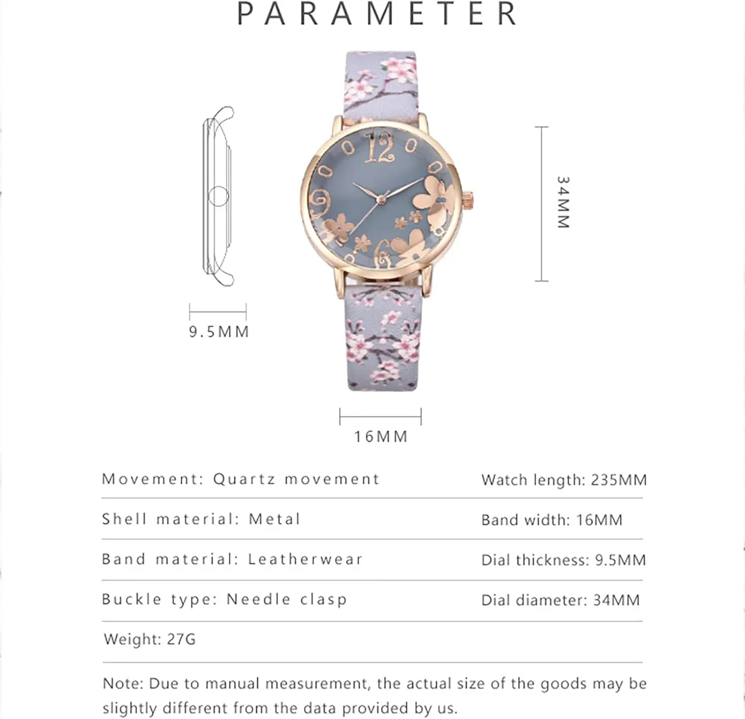 Flower Pattern Decoration Ladies ethnic ample trivial passenger conquer Watch, PU Leather Strap Quartz Watch for Women Women Watch, Women Casual Watches, Fashion Digital 