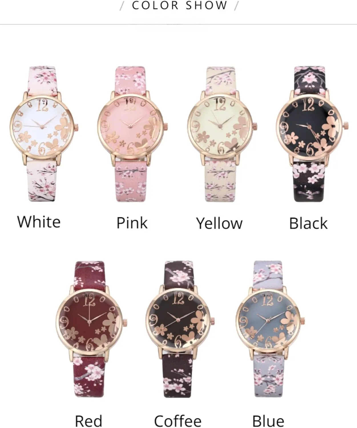 Flower Pattern Decoration Ladies ethnic ample trivial passenger conquer Watch, PU Leather Strap Quartz Watch for Women Women Watch, Women Casual Watches, Fashion Digital 