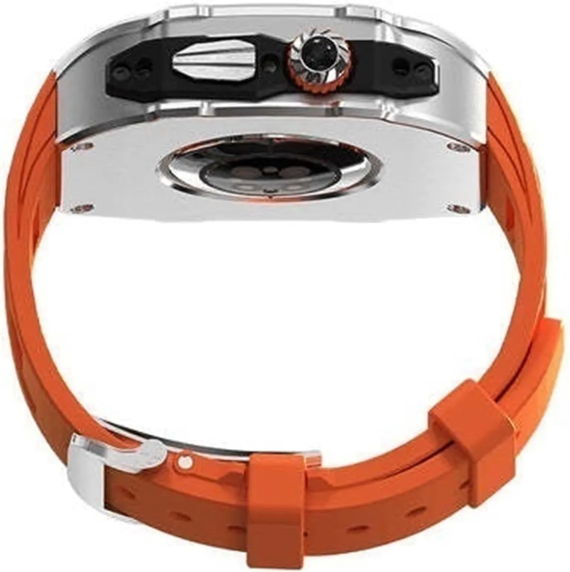 Fluoroelastomer Watch Band And Butterfly Clasp Replacement Accessories 44mm 45mm 49mm RM prisoner flotation score elementary Style Stainless Steel Watch Case Rubber Band Mod Kit,Shockproof Metal Frame 