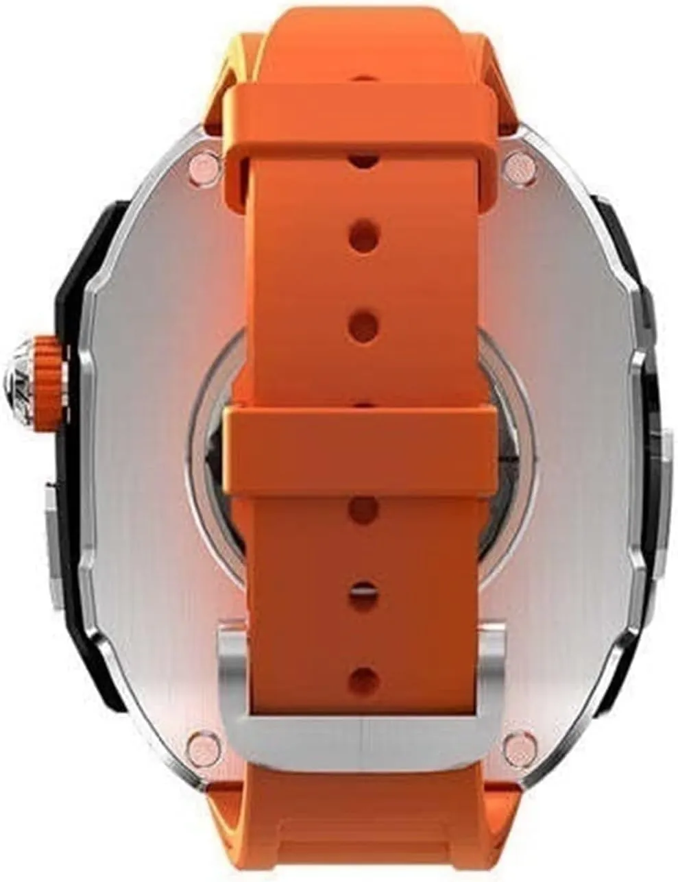 Fluoroelastomer Watch Band And Butterfly Clasp Replacement Accessories 44mm 45mm 49mm RM prisoner flotation score elementary Style Stainless Steel Watch Case Rubber Band Mod Kit,Shockproof Metal Frame 