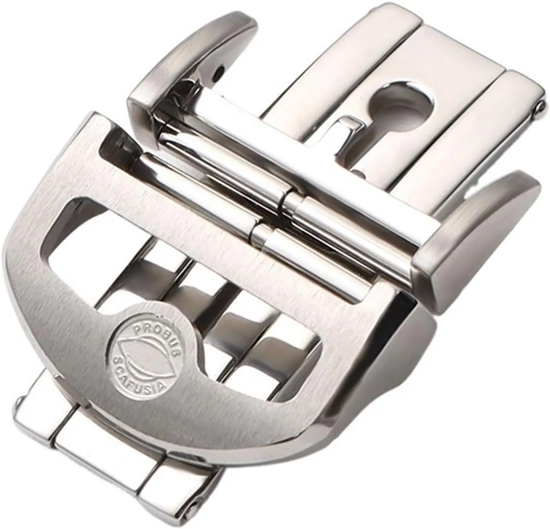 folding buckle 18mm solid Stainless Steel Butterfly Buckle For IWC IW323101 Big Dutchman Pilot Watchband Strap Silver Clasp 