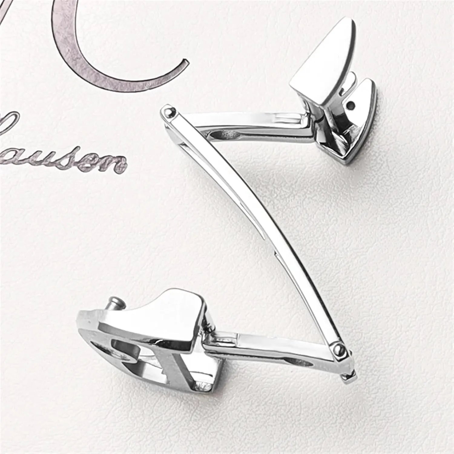 folding buckle 18mm solid Stainless Steel Butterfly Buckle For IWC IW323101 Big Dutchman Pilot Watchband Strap Silver Clasp 