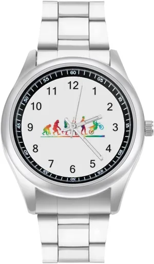 for Boyfriend Father Tie Dye-Motocross debt Evolution Dirt Bike Wrist Watches for Men Metal Band Watch Fashion Three-Hand Watch Gift 