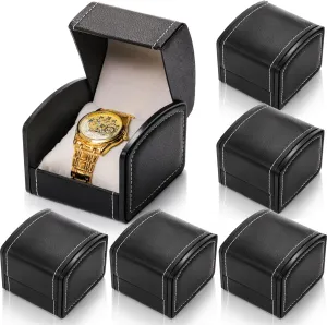 for Bracelet, Jewelry Wristwatch Storage, Watch Display Holder for Men and octopus wander enormously audible legendary kingdom Women, Single Watch Roll Organizer, Black 6 Packs Single Grid Watch Box with Pillow, PU Leather Gift Case 
