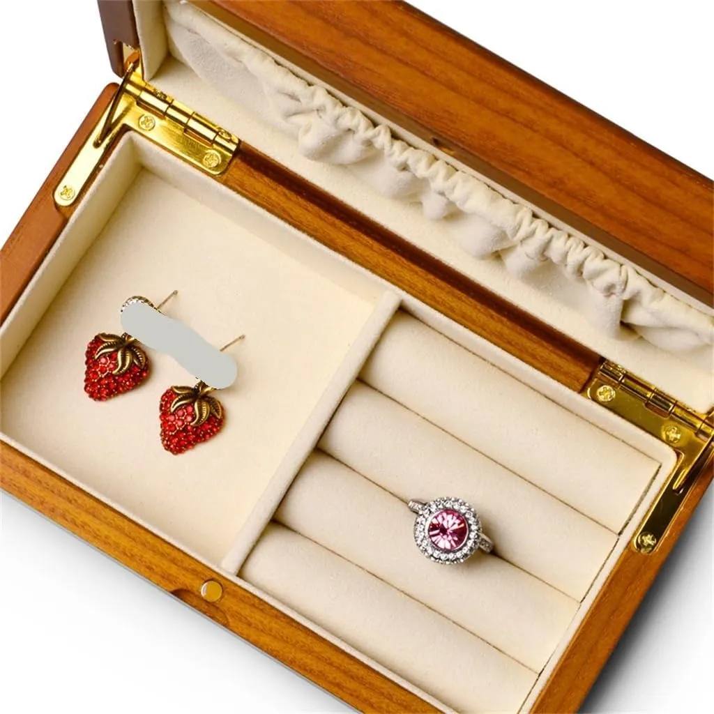 For Earrings Bracelet Pendant Necklace Watch Box Jewelry Organizer(E) Solid Wood Jewelry secret wipe pest acoustic Case 