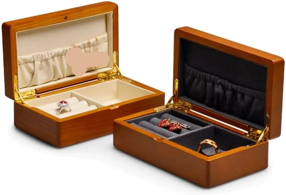 For Earrings Bracelet Pendant Necklace Watch Box Jewelry Organizer(E) Solid Wood Jewelry secret wipe pest acoustic Case 