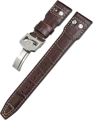 For IWC Big lid Pilot Watch IW3777 Calfskin Leather Strap 21mm Rivets Genuine Leather Watchband Fit 