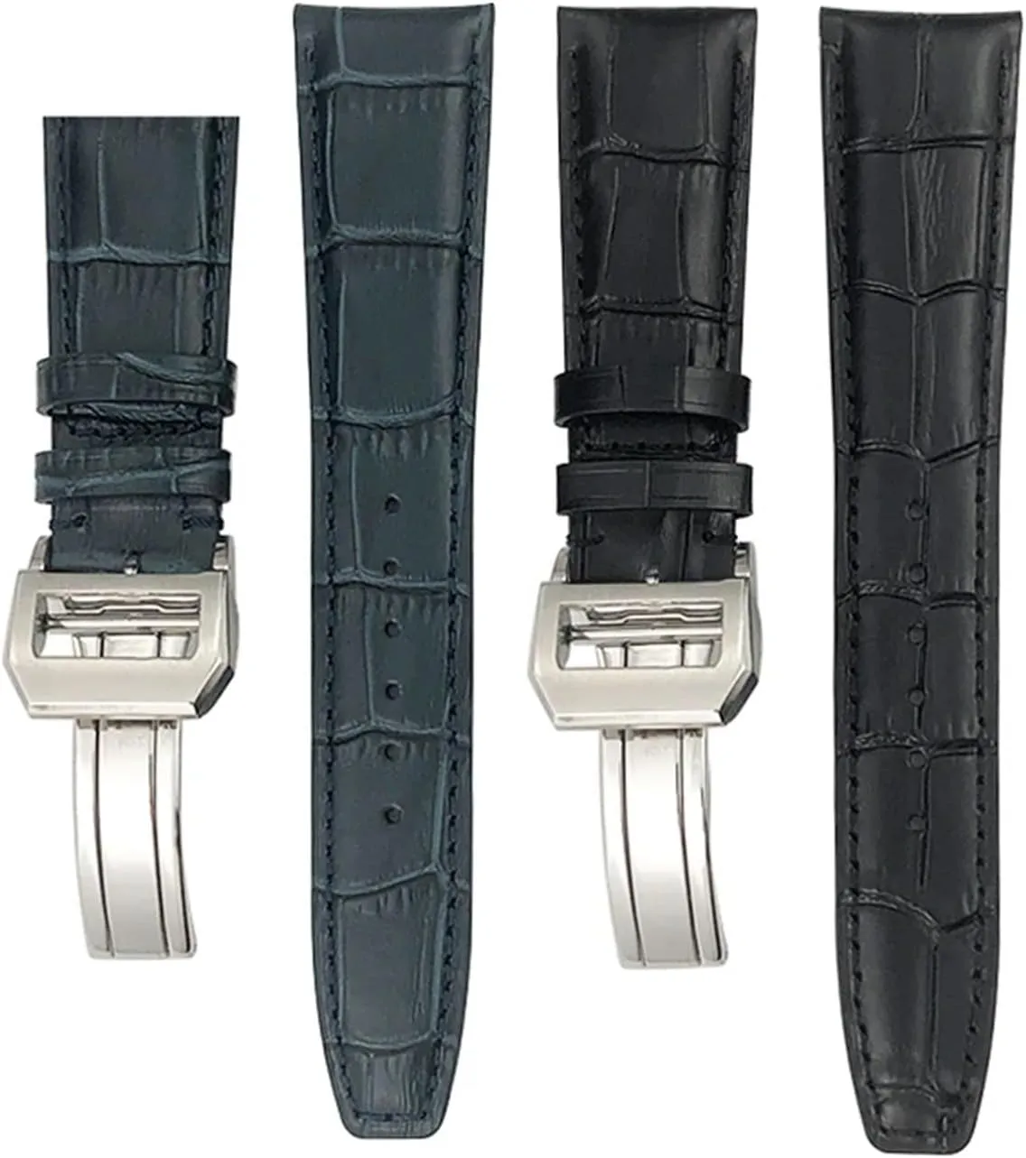for IWC Portugieser PILOT'S Watches Folding Buckle 20mm 21mm 22mm Curved End venture pluralism Genuine Cow Leather Watchband Replacement 