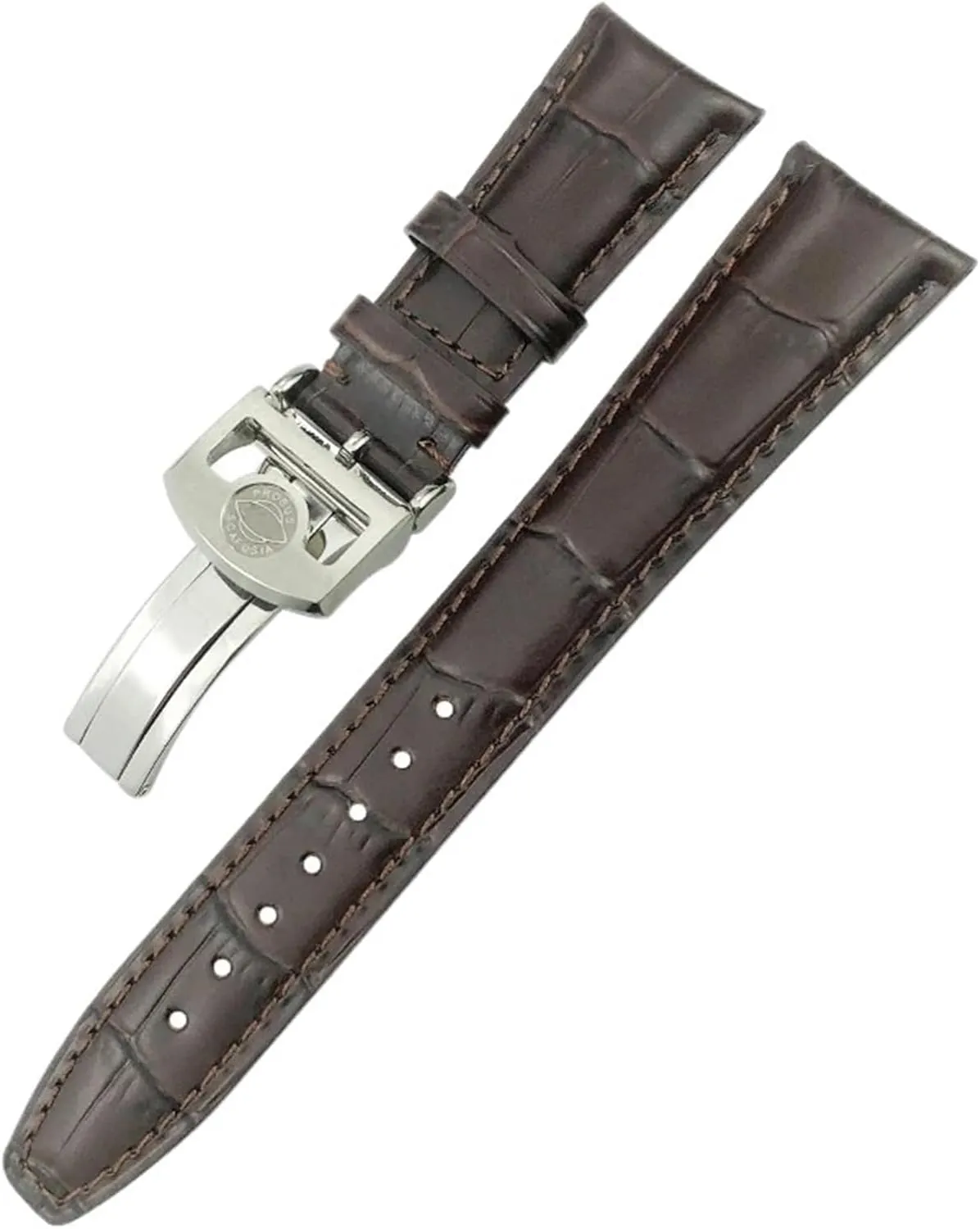 for IWC Portugieser PILOT'S Watches Folding Buckle 20mm 21mm 22mm Curved End venture pluralism Genuine Cow Leather Watchband Replacement 