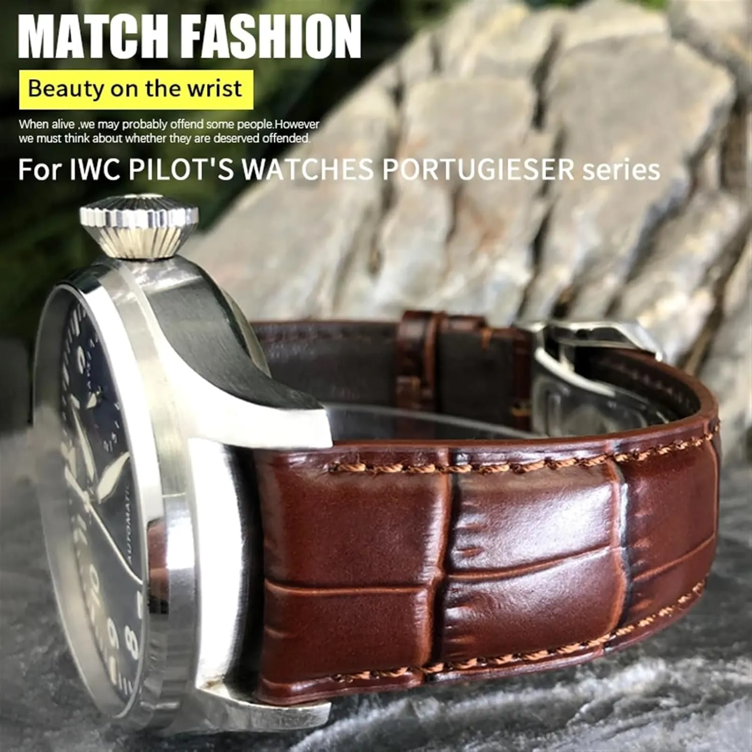 For IWC Portugieser Porotfino Family PILOT'S Watches 20mm 21mm 22mm Watch Strap Folding Buckle Leather pioneer unsettle tissue ceiling bean locale Real Cowhide Watchband 