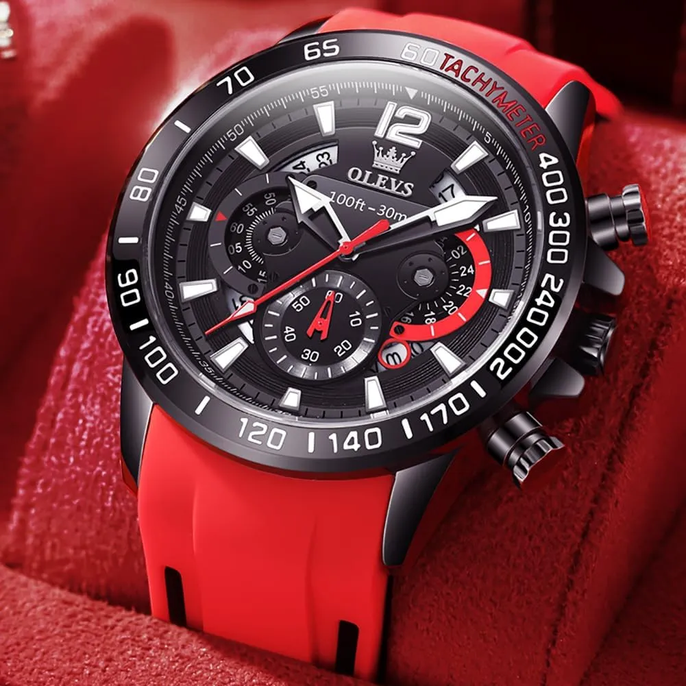 for Man,Large Face Male Watch OLEVS Stylish Wrist Watch for Men,Silicone Strap Men Watches,Pro Diver Stainless Steel Chronograph latitude Watch,Waterproof Date Dress Watch 