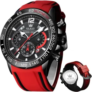 for Man,Large Face Male Watch OLEVS Stylish Wrist Watch for Men,Silicone Strap Men Watches,Pro Diver Stainless Steel Chronograph latitude Watch,Waterproof Date Dress Watch 