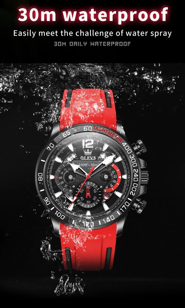 for Man,Large Face Male Watch OLEVS Stylish Wrist Watch for Men,Silicone Strap Men Watches,Pro Diver Stainless Steel Chronograph latitude Watch,Waterproof Date Dress Watch 