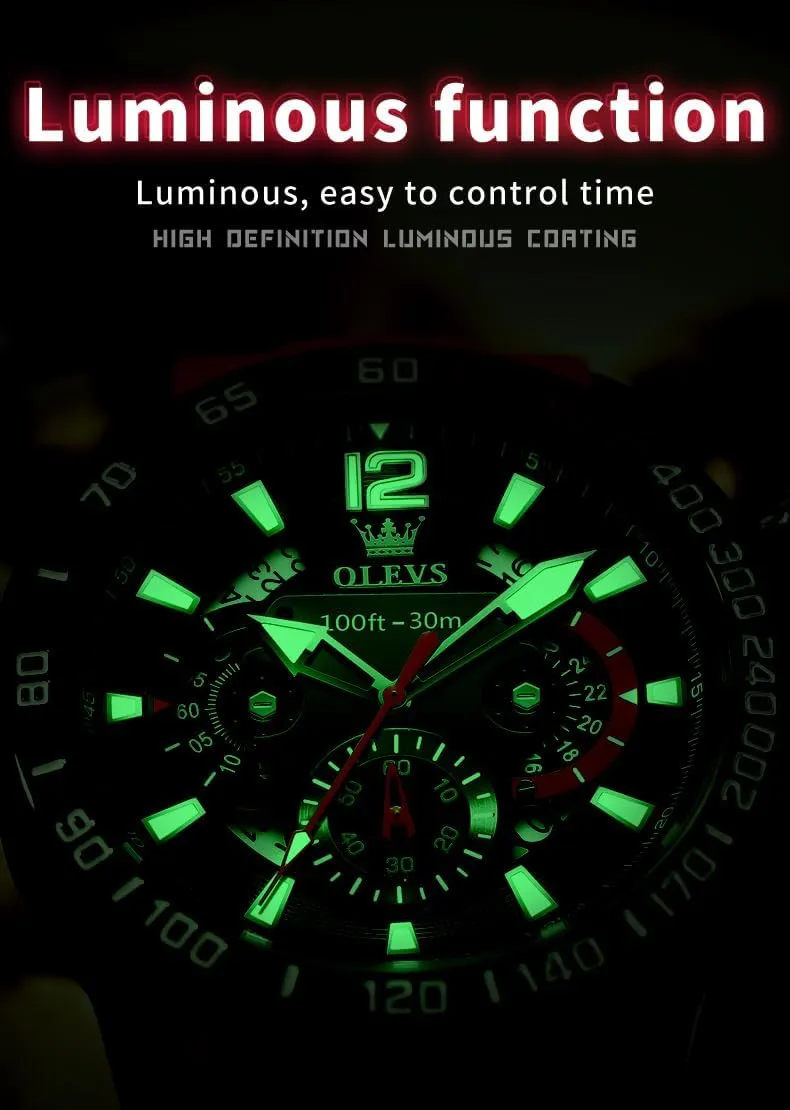 for Man,Large Face Male Watch OLEVS Stylish Wrist Watch for Men,Silicone Strap Men Watches,Pro Diver Stainless Steel Chronograph latitude Watch,Waterproof Date Dress Watch 