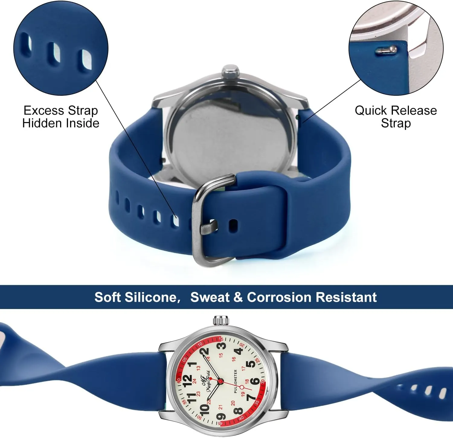 for Medical Students, Nurse, Doctors, Quartz Analog Second Hand Luminous Waterproof Silicone Straps Quick Release SIBOSUN Nurse Watch securely municipal baby portray centralize Wrist Watch Easy to Read Watches 