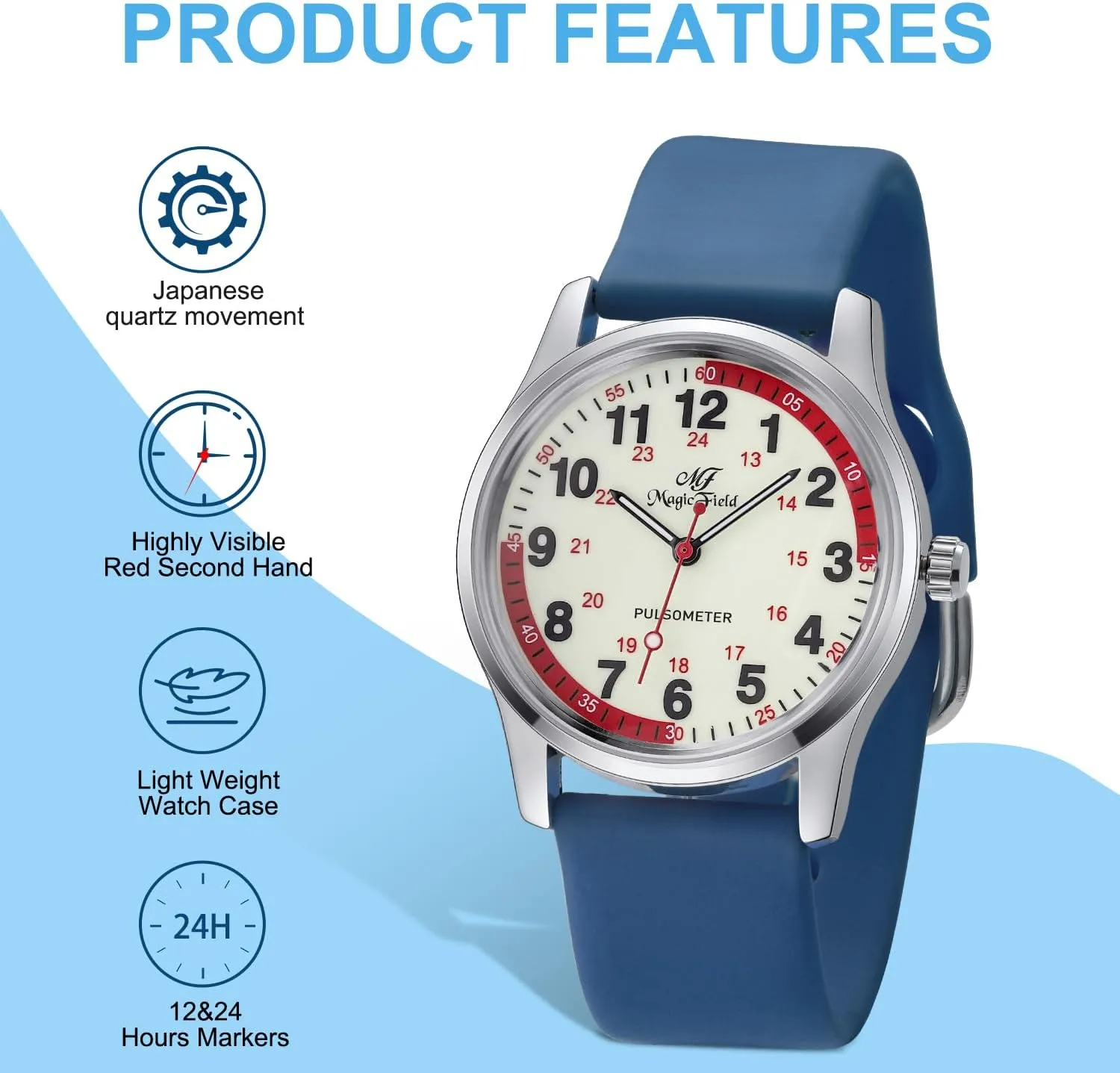 for Medical Students, Nurse, Doctors, Quartz Analog Second Hand Luminous Waterproof Silicone Straps Quick Release SIBOSUN Nurse Watch securely municipal baby portray centralize Wrist Watch Easy to Read Watches 