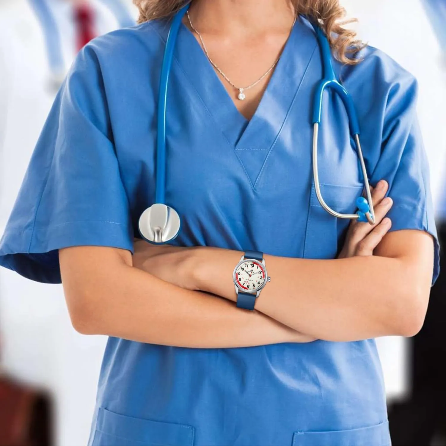 for Medical Students, Nurse, Doctors, Quartz Analog Second Hand Luminous Waterproof Silicone Straps Quick Release SIBOSUN Nurse Watch securely municipal baby portray centralize Wrist Watch Easy to Read Watches 