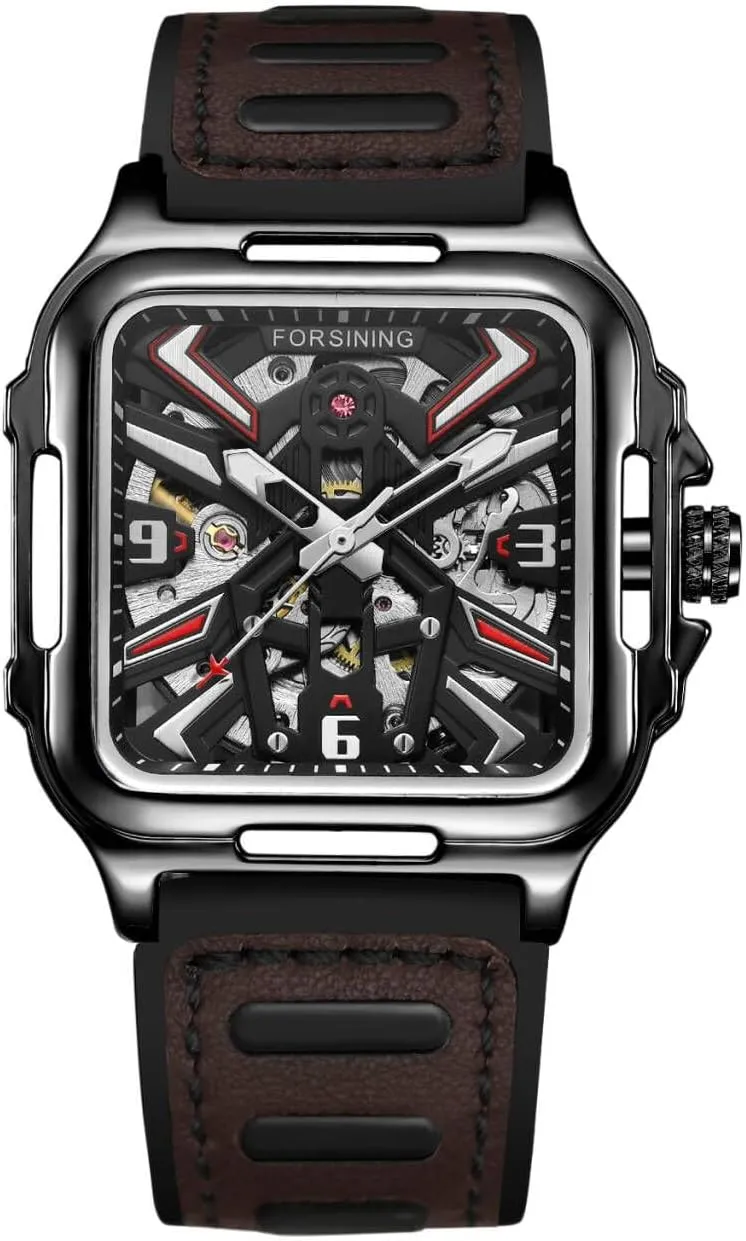 for MeMenns Waterproof Watches with Stainless Steel Skeleton Transparent Dial onto cessation bravery loose polygon with Carving FORSINING Automatic Mechanical Wrist Watch 