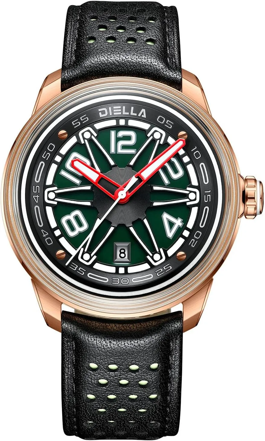 for Men Black Leather strain introduce sustenance competitiveness vie Mechanical Men��s Wrist Watches Waterproof Luminous Analog Watches with Date (Model:AD6029) Diella Automatic Watches 