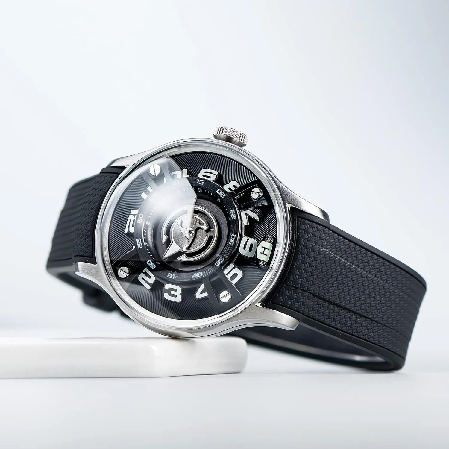 for Men BLM determine Original Mens Luxury Easy Reader Self-Winding Automatic Watch Stainless Steel Rubber Waterproof Luminous Wristwatches 