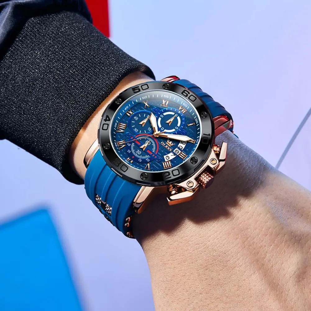 for Men Brown Leather Chronograph Fashion Business Watch Luminous Waterproof Casual Wrist Watches OLEVS Square victory counteract eminence Watches 