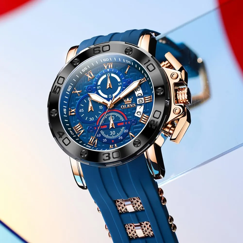 for Men Brown Leather Chronograph Fashion Business Watch Luminous Waterproof Casual Wrist Watches OLEVS Square victory counteract eminence Watches 
