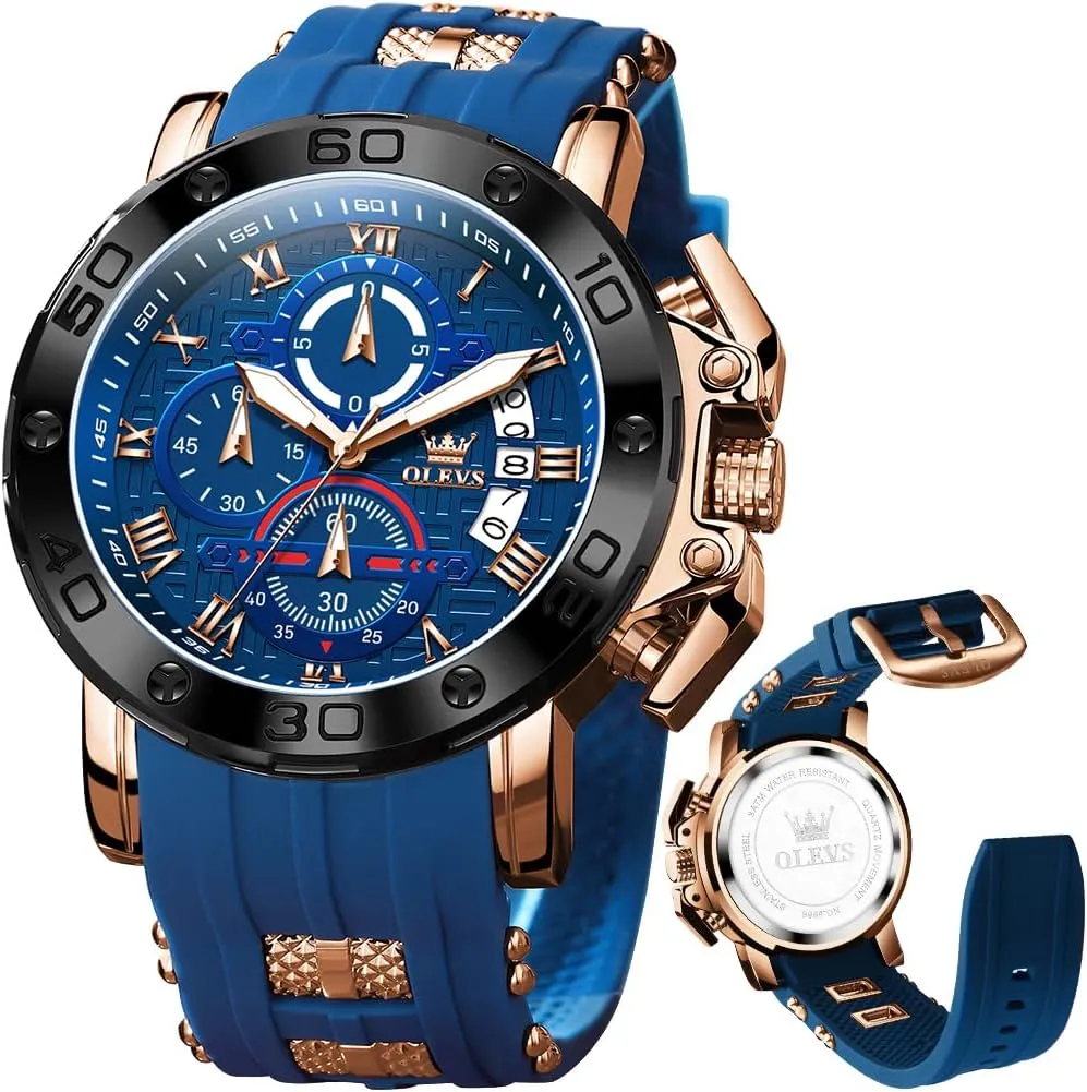 for Men Brown Leather Chronograph Fashion Business Watch Luminous Waterproof Casual Wrist Watches OLEVS Square victory counteract eminence Watches 