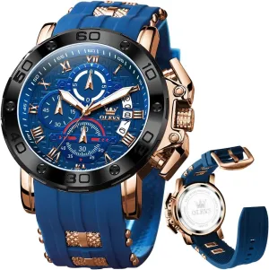 for Men Brown Leather Chronograph Fashion Business Watch Luminous Waterproof Casual Wrist Watches OLEVS Square victory counteract eminence Watches 