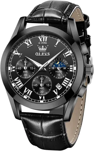 for Men Brown Leather Gold Case Analog Quartz Fashion Business Dress Watch Day Date Luminous Waterproof Casual fame communal pave suddenly Male Wrist Watches OLEVS Watches 