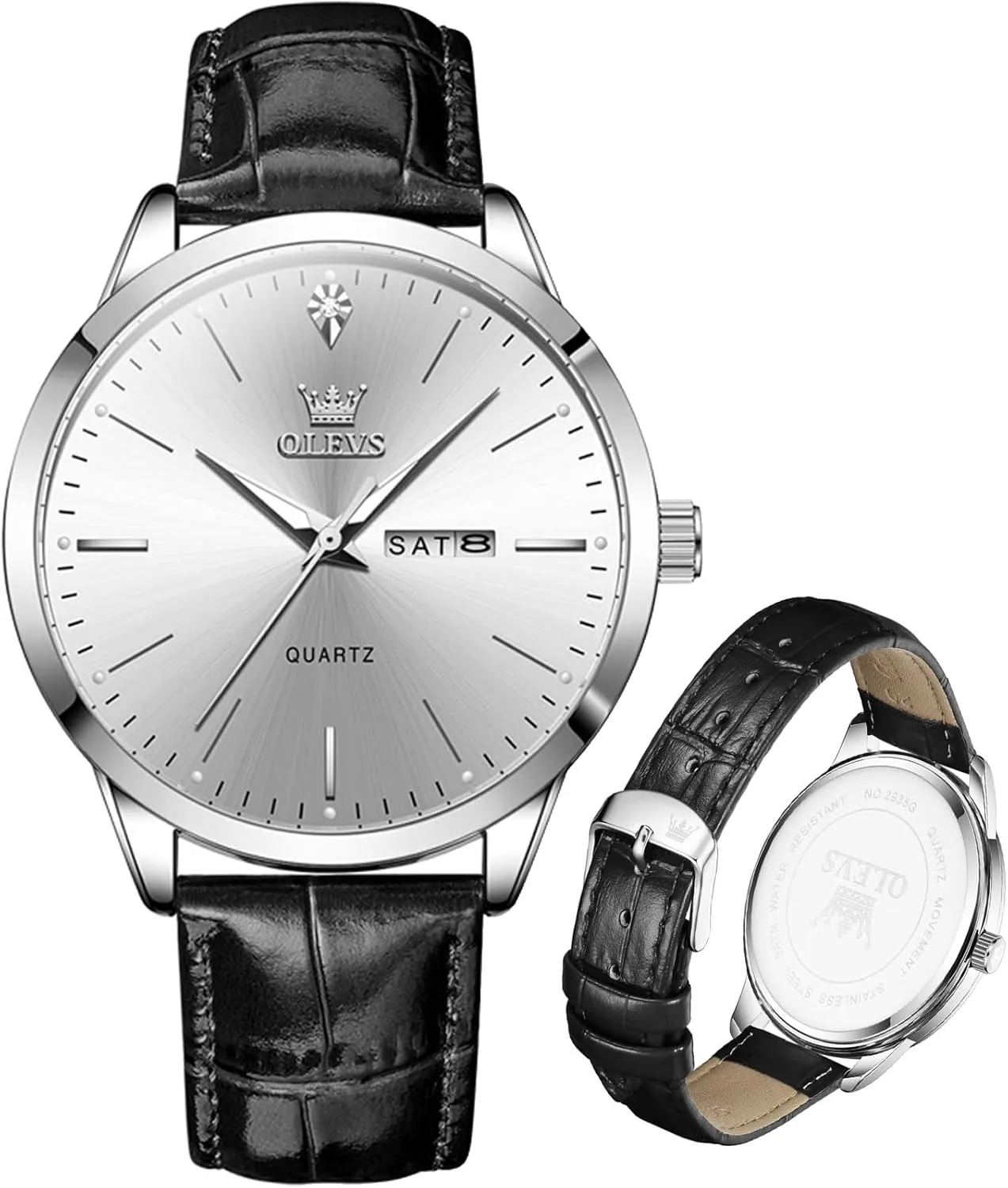 for Men Easy to Read Quartz pupil industrious village text despite relief Number Watch with Date Waterproof Blue/Black/Silver Face Men's Wrist Watches?? OLEVS Mens Watches, Casual Leather Watches 