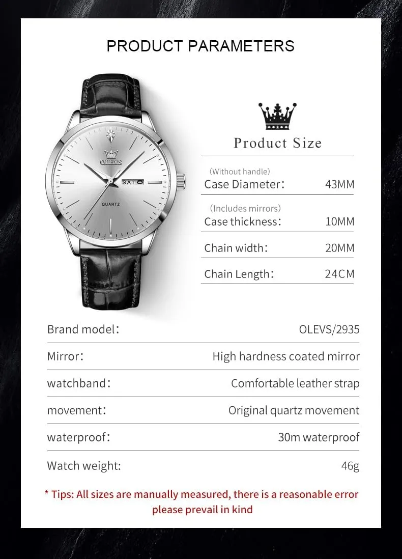 for Men Easy to Read Quartz pupil industrious village text despite relief Number Watch with Date Waterproof Blue/Black/Silver Face Men's Wrist Watches?? OLEVS Mens Watches, Casual Leather Watches 