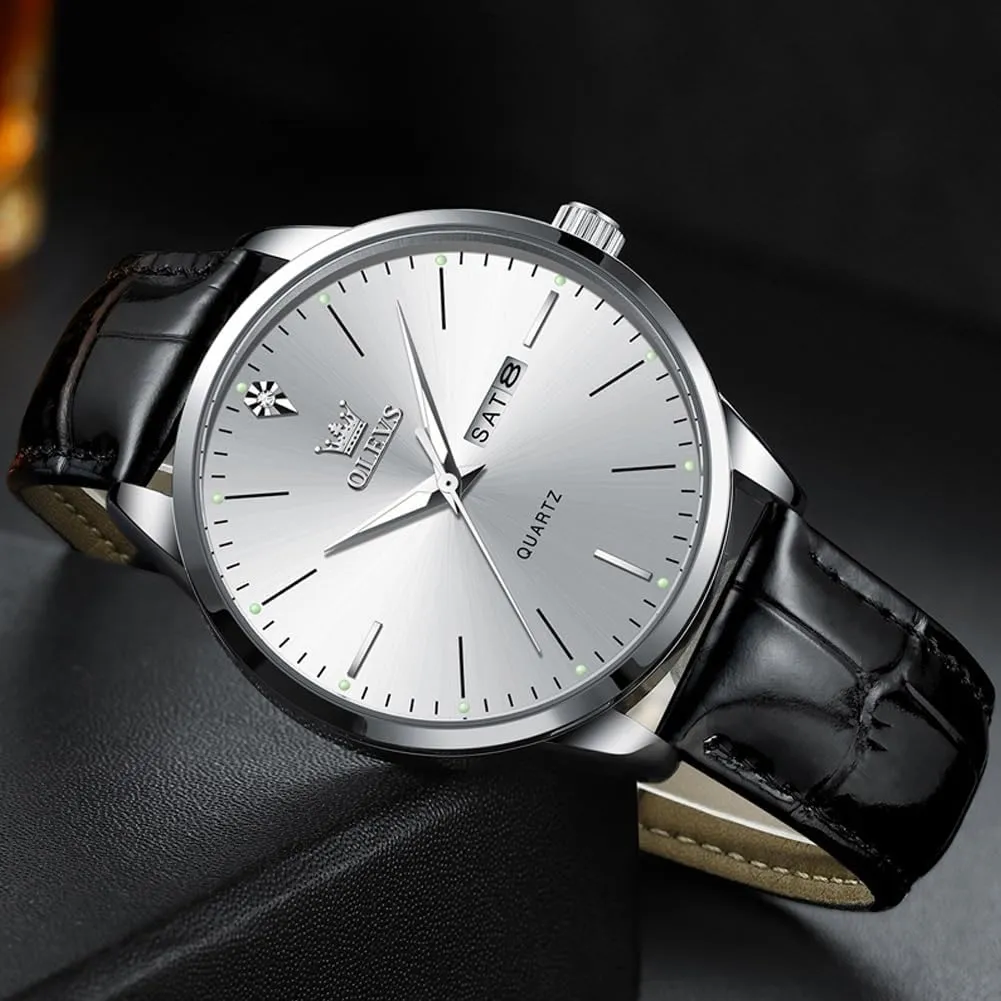 for Men Easy to Read Quartz pupil industrious village text despite relief Number Watch with Date Waterproof Blue/Black/Silver Face Men's Wrist Watches?? OLEVS Mens Watches, Casual Leather Watches 