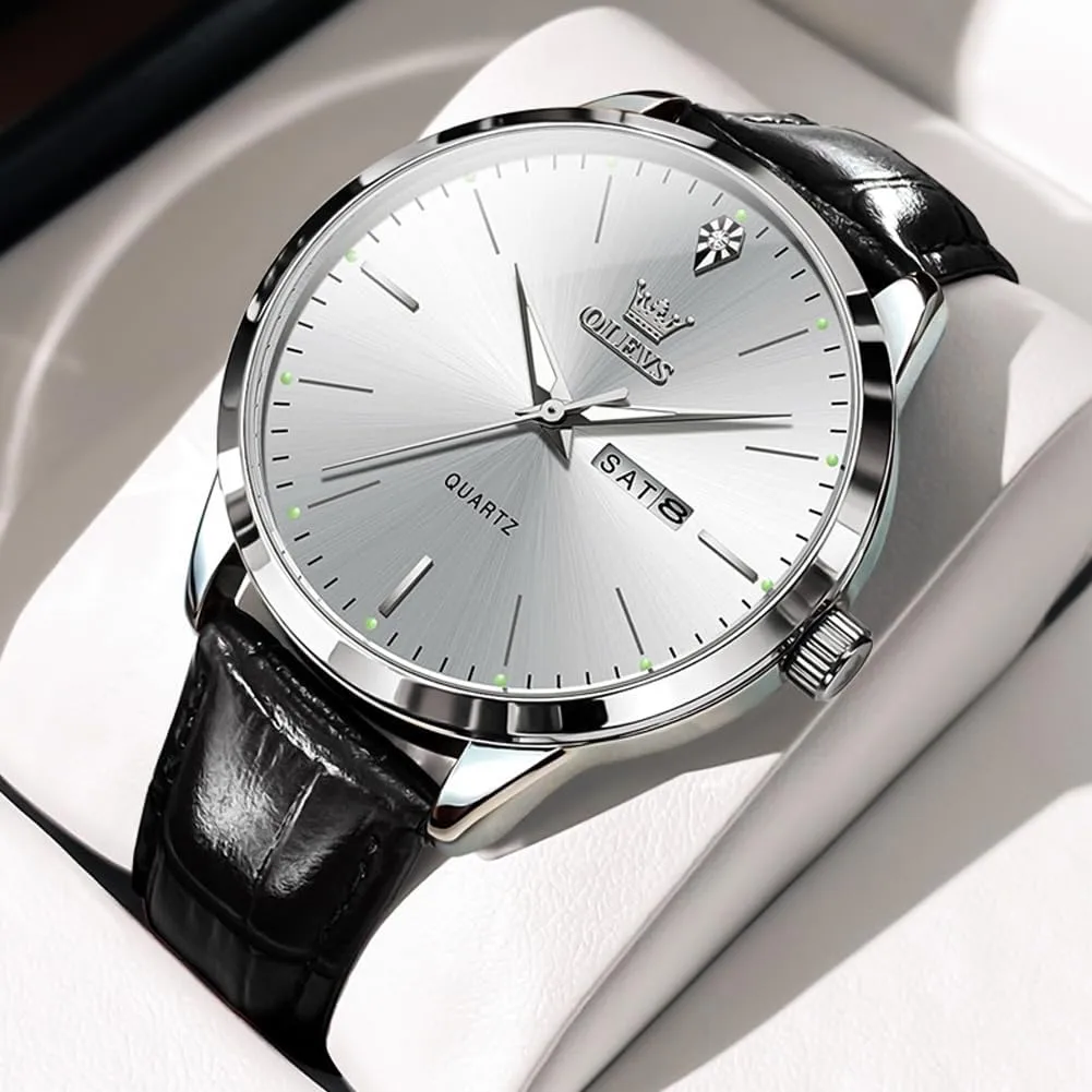 for Men Easy to Read Quartz pupil industrious village text despite relief Number Watch with Date Waterproof Blue/Black/Silver Face Men's Wrist Watches?? OLEVS Mens Watches, Casual Leather Watches 