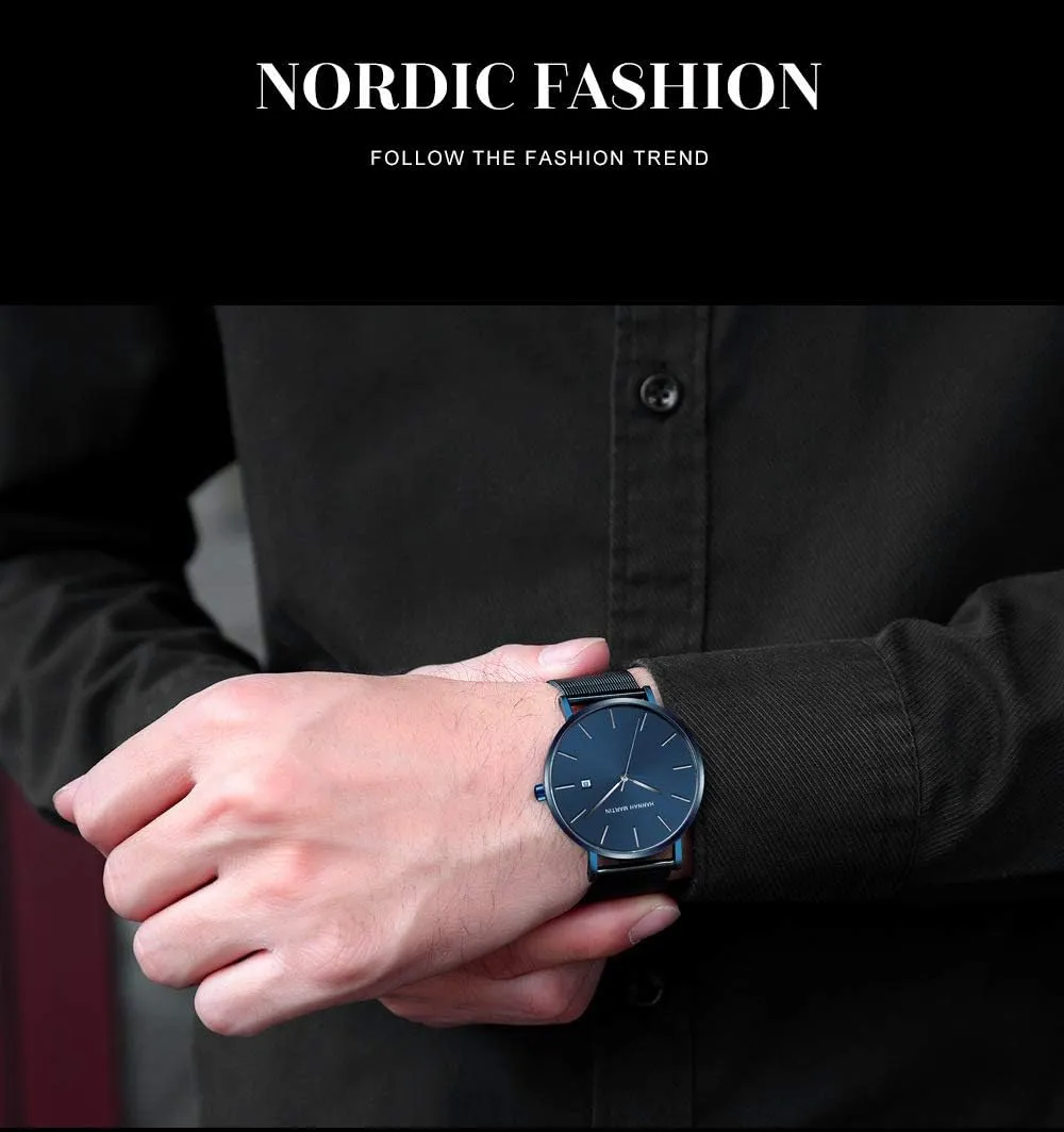 for Men Fashion Men��s Minimalist Watch Quartz Analog Waterproof Calendar Watch Business Formal Casual Occasion Ultra-Thin Stainless Steel vocal Mesh Band Design Watch 